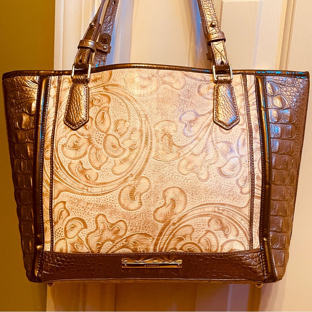 Incredibly RARE! EUC Vintage Brahmin Medium Asher in Rose Gold Bourdelle!